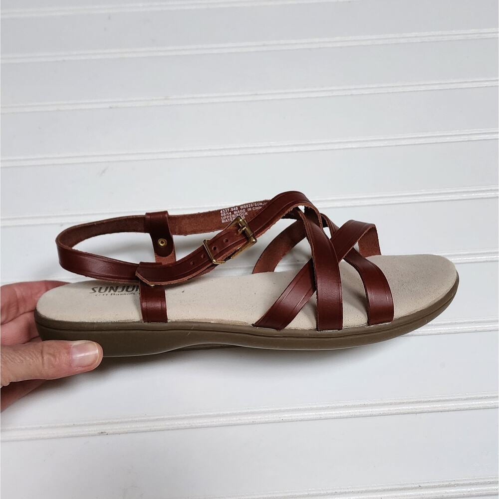 G.H. Bass & Co Sunjuns Margie Strappy Women's Leather Sandals Size 7.5W Brown - Picture 5 of 10